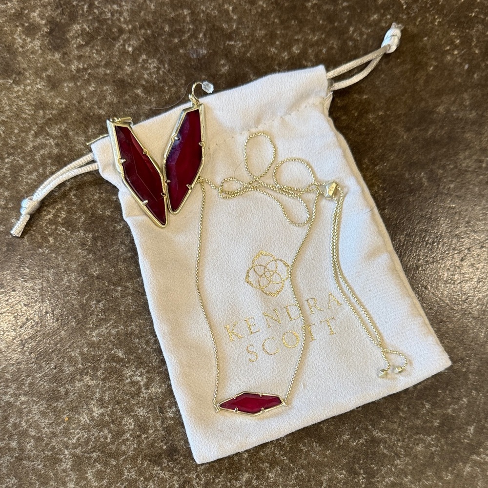 Kendra Scott Ruby Red Jewelry Set with Gold Accents